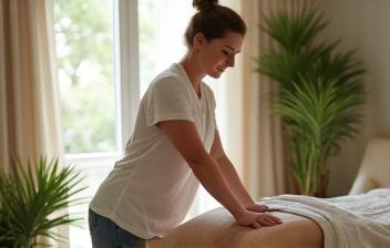 Massage therapist at client’s home